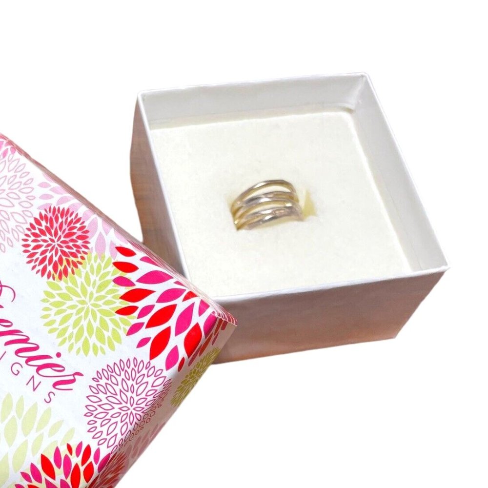 Premier Designs Down to the Wire Silver Tone Band Open Work Ring Size 7
